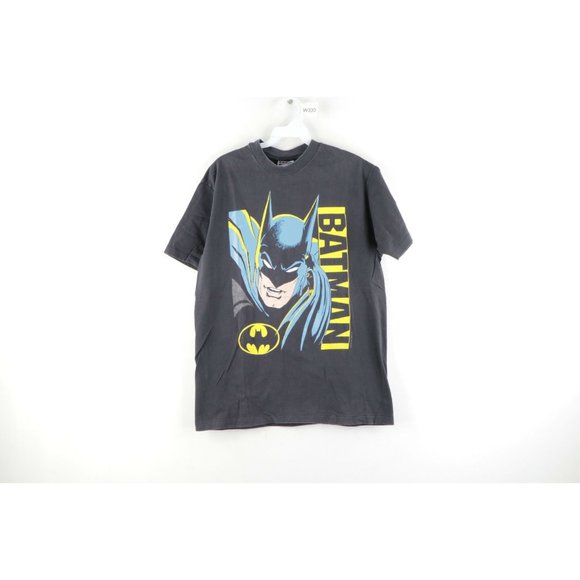 Vintage 80s DC Comics Mens Medium 1988 Batman Spell Out Faded T-Shirt Black USA